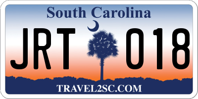 SC license plate JRT018
