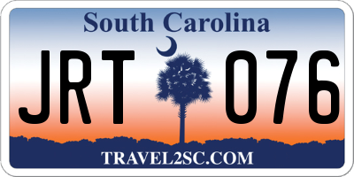 SC license plate JRT076