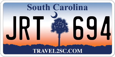 SC license plate JRT694