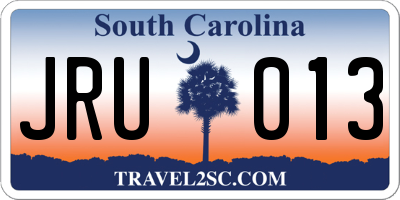 SC license plate JRU013