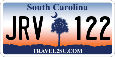 SC license plate JRV122