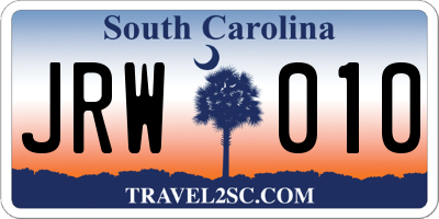 SC license plate JRW010