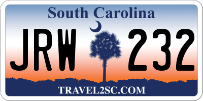 SC license plate JRW232