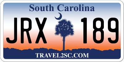 SC license plate JRX189