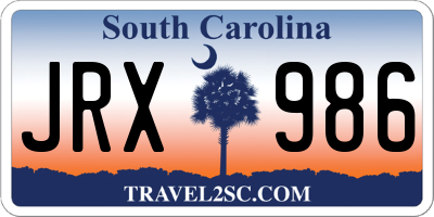 SC license plate JRX986