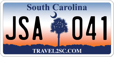 SC license plate JSA041