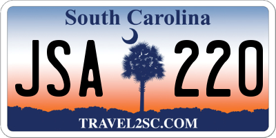 SC license plate JSA220