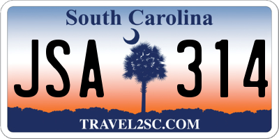SC license plate JSA314