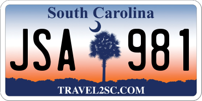 SC license plate JSA981