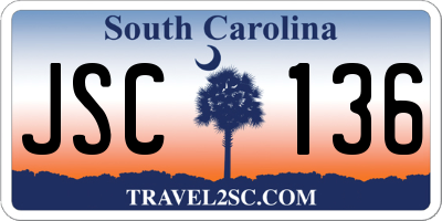 SC license plate JSC136