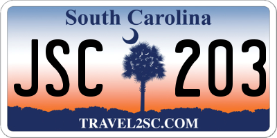 SC license plate JSC203
