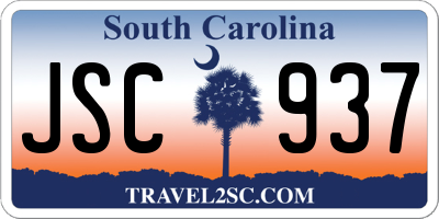 SC license plate JSC937