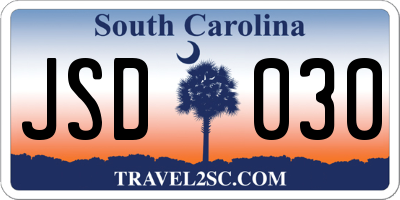 SC license plate JSD030