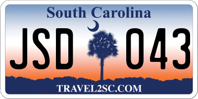 SC license plate JSD043
