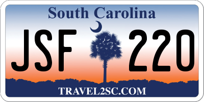 SC license plate JSF220