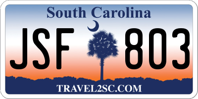 SC license plate JSF803