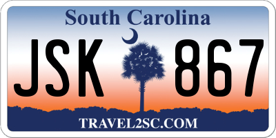 SC license plate JSK867