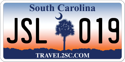 SC license plate JSL019