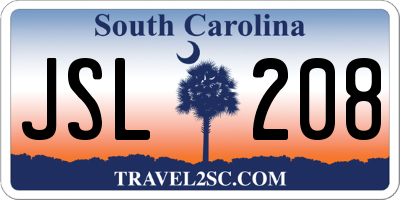 SC license plate JSL208
