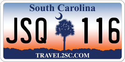 SC license plate JSQ116