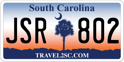 SC license plate JSR802