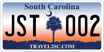 SC license plate JST002