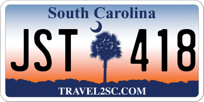 SC license plate JST418