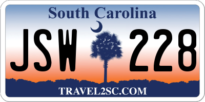 SC license plate JSW228