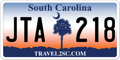 SC license plate JTA218