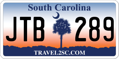 SC license plate JTB289
