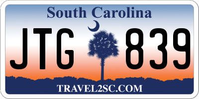 SC license plate JTG839