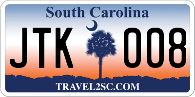 SC license plate JTK008