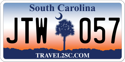 SC license plate JTW057