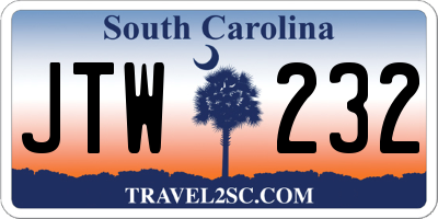 SC license plate JTW232