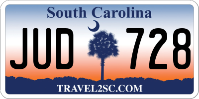 SC license plate JUD728