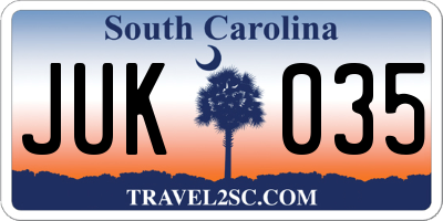 SC license plate JUK035