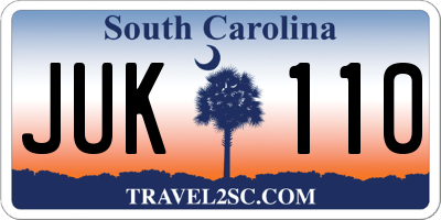 SC license plate JUK110