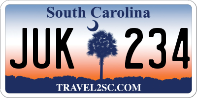 SC license plate JUK234