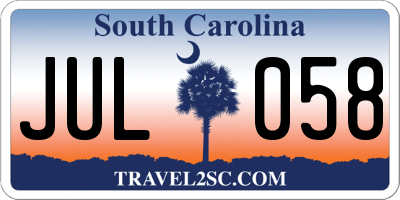 SC license plate JUL058