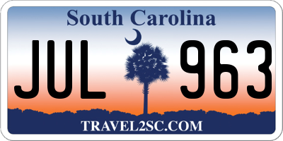 SC license plate JUL963