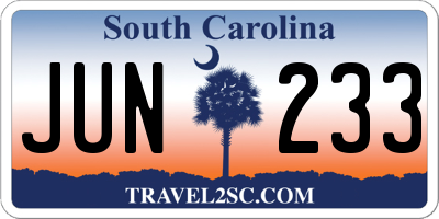 SC license plate JUN233