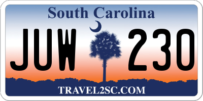 SC license plate JUW230