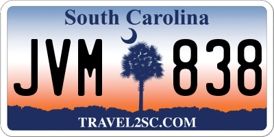 SC license plate JVM838