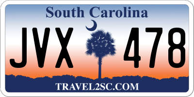 SC license plate JVX478