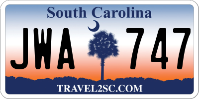 SC license plate JWA747