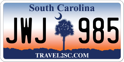SC license plate JWJ985