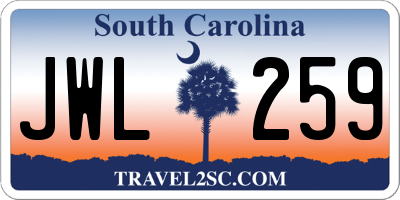 SC license plate JWL259
