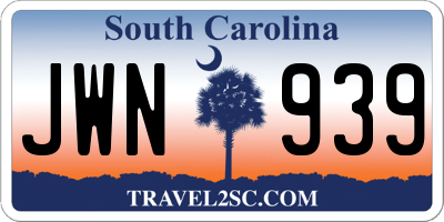 SC license plate JWN939