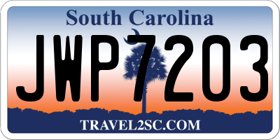 SC license plate JWP7203