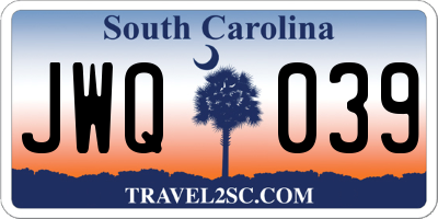 SC license plate JWQ039